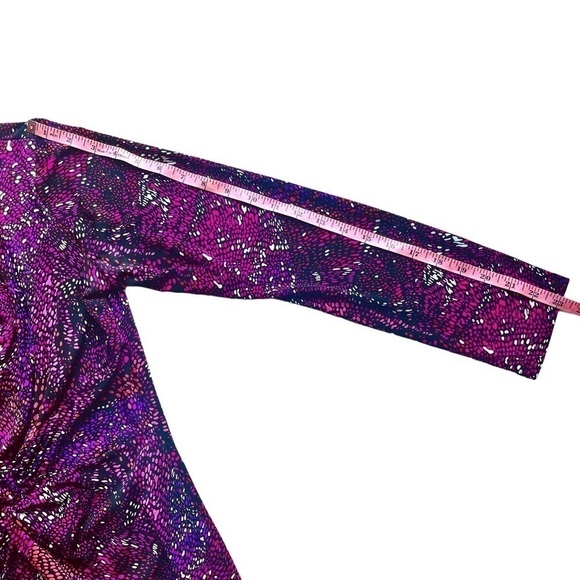 Josef midi dress long sleeve ruched waistline pink purple abstract size S - Picture 12 of 13